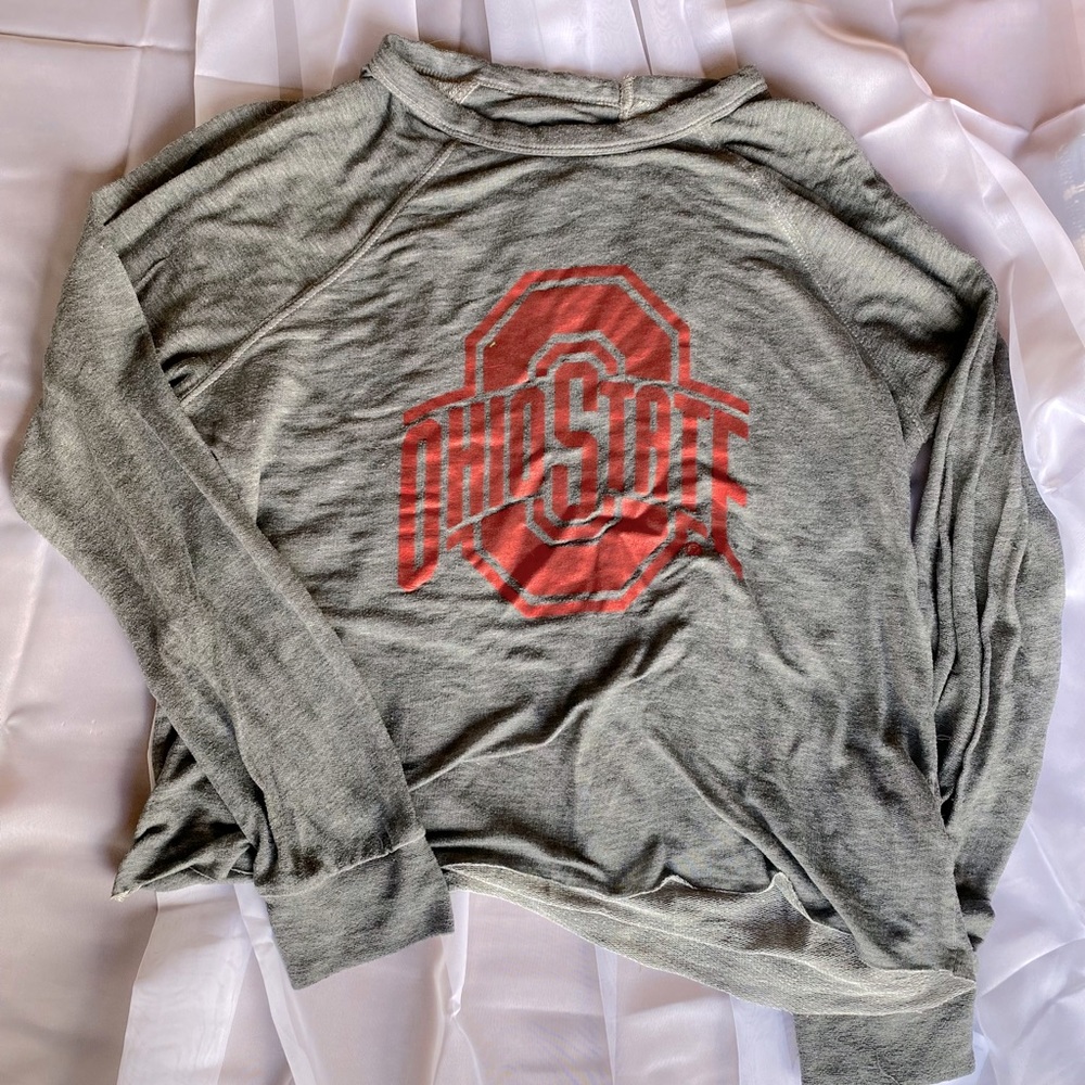 Grey Ohio State University Long Sleeve Sweater